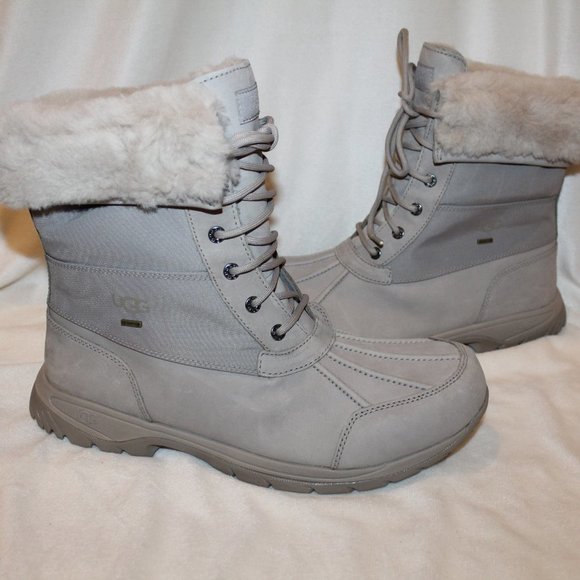 NEW UGG MEN\'S BUTTER‎ WATERPROOF LEATHER SHEARLING SNOW WINTER BOOTS PUTTY GRAY main image 6